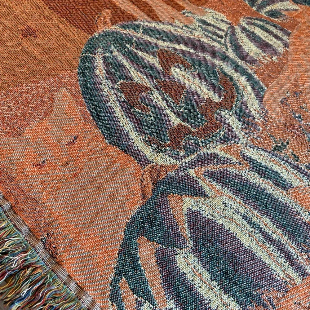Halloween Black Cat Pumpkin Tapestry Autumn Fall Decor Blanket Throw 63